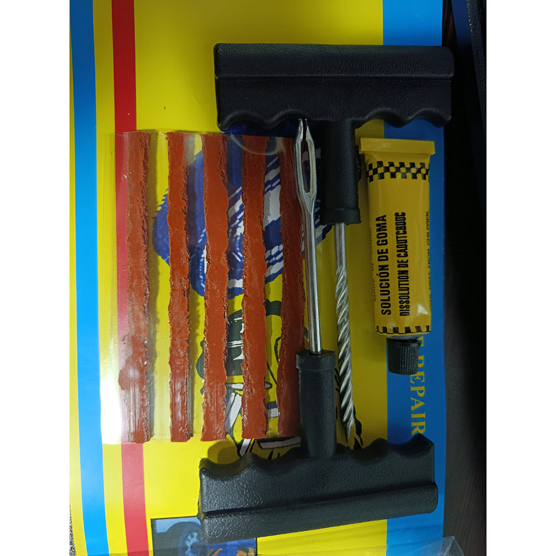 Kit Para Reparar Pinchazos De Cauchos Con Parches Gusanos