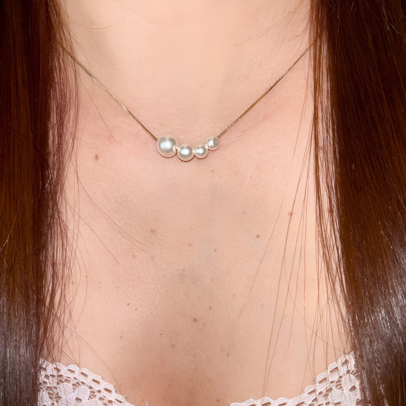 Cadenas Collar Dama 4 Perlas Acero Inoxidable