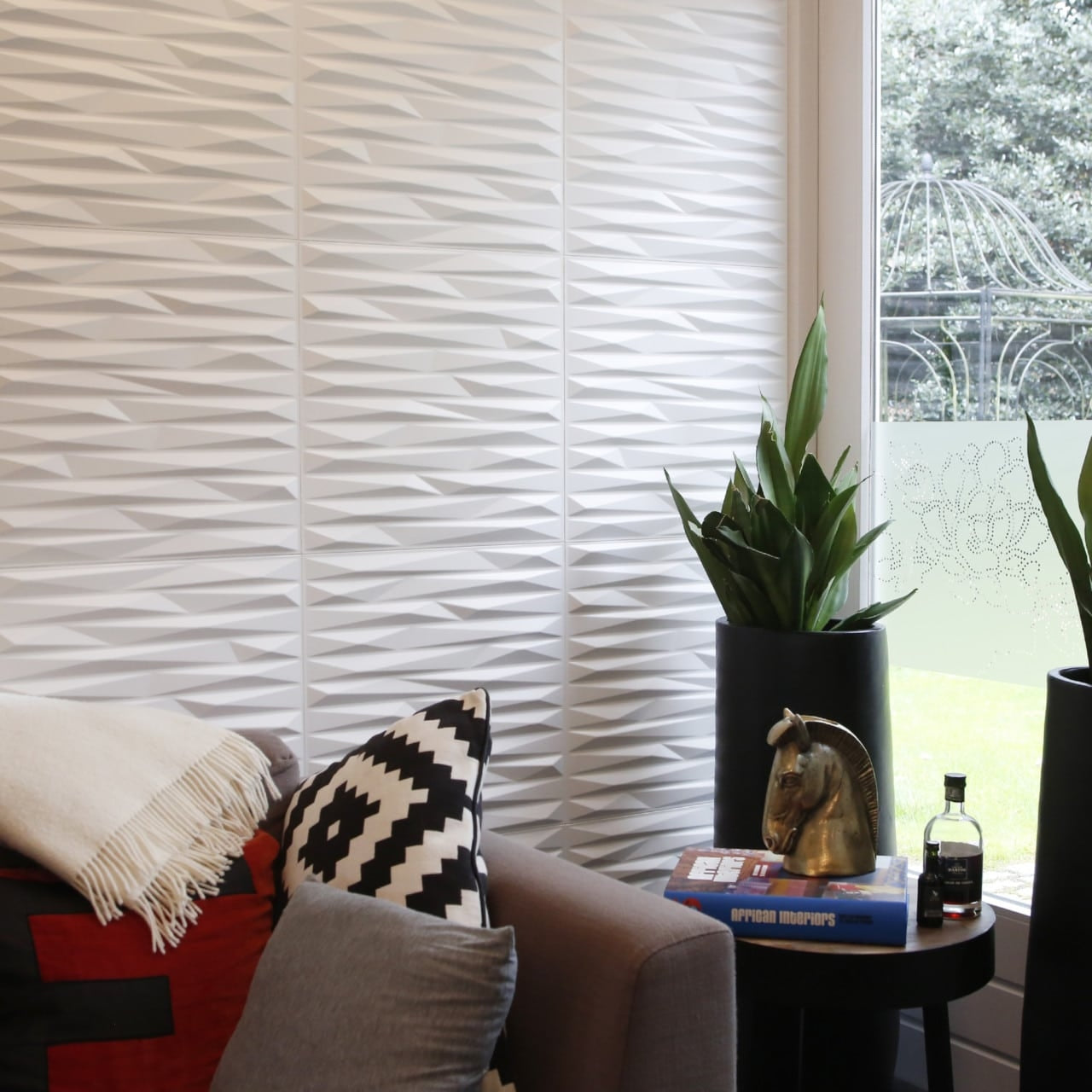 Wall Panel Lámina 3D Decorativo De PVC Elegante Color Blanco 50x50cm