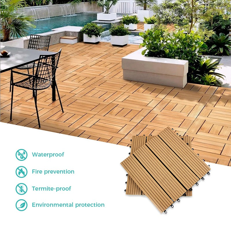 Pisos Deck Modular Para Exteriores Wpc (1 Lamina 30 X 30cm) Miel