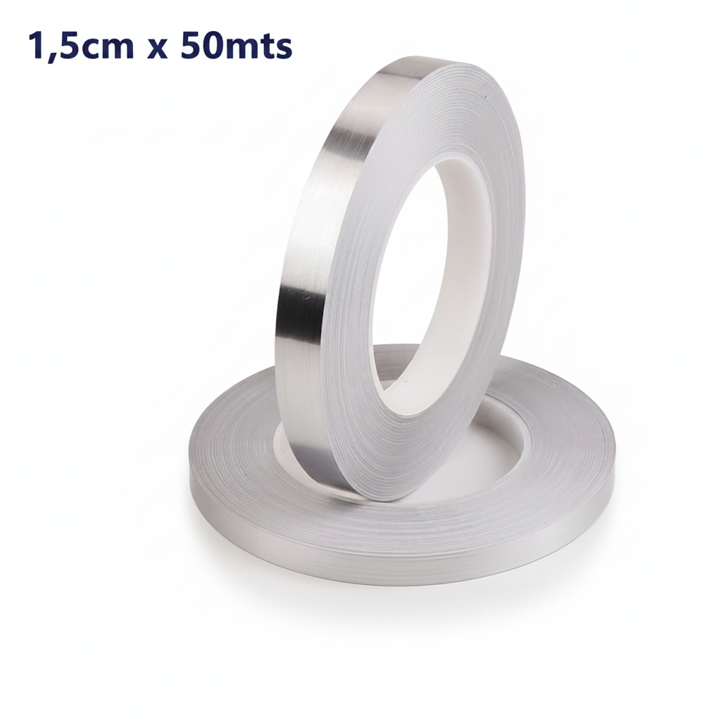 Cinta Decorativa Autoadhesiva 1,5cmx50mtrs Para Pared Plateada