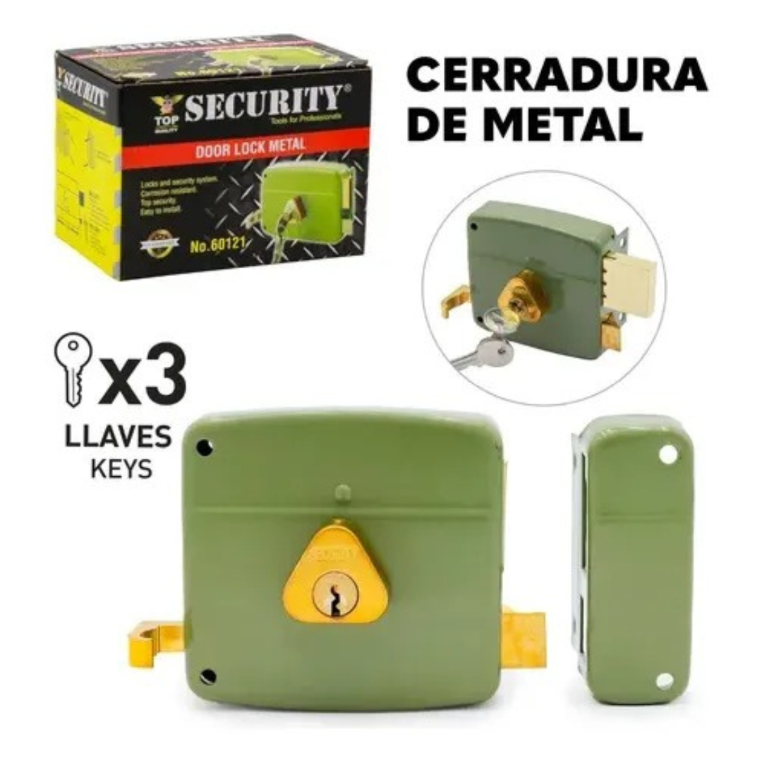 Cerradura Sobreponer Cilindro Fijo Puerta Reja Hierro