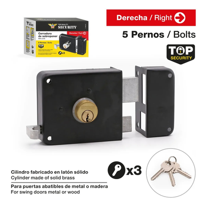 Cerradura Sobreponer Cilindro Fijo Puerta Reja Hierro