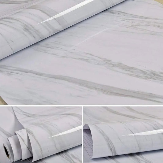 Papel Tapiz De Vinil Autoadhesivo Mármol Blanco 60cm x 3m
