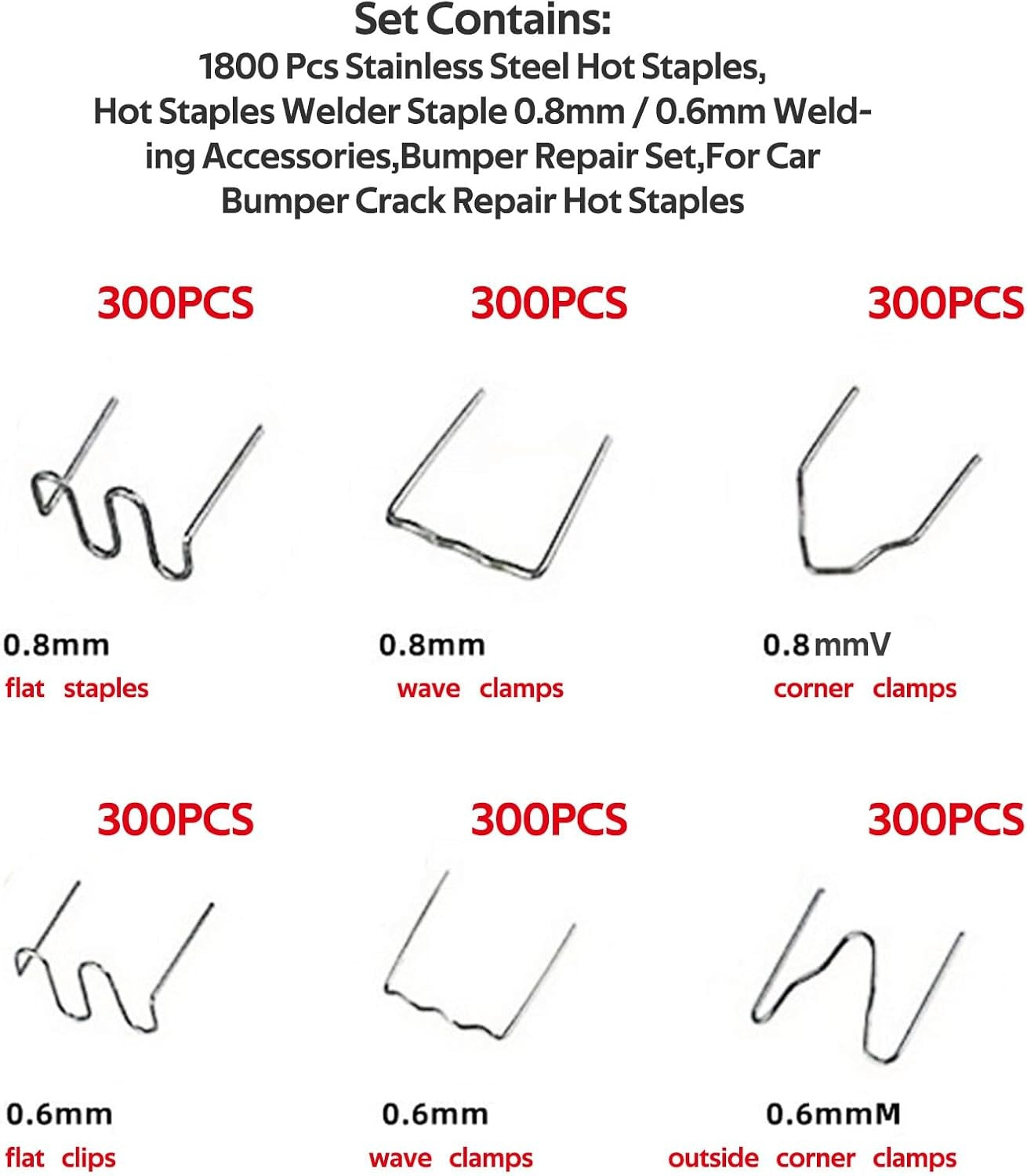 Grapas Para Pistola Soldadora Plastico Parachoques 1800 Pzas