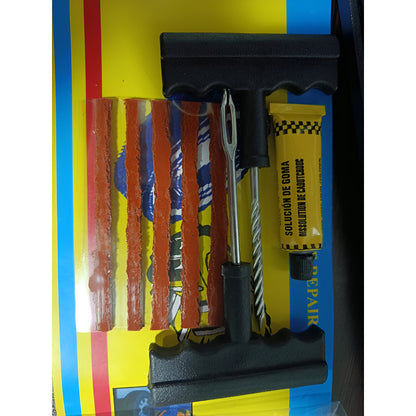 Kit Para Reparar Pinchazos De Cauchos Con Parches Gusanos