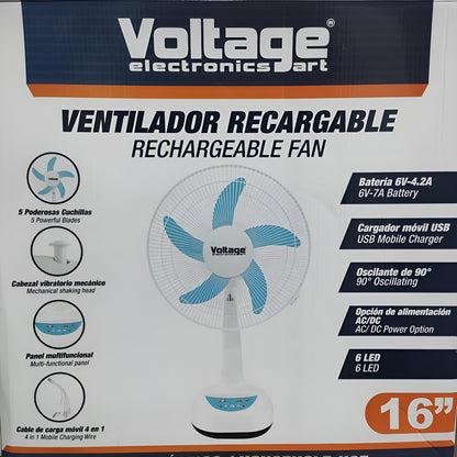 Ventilador Recargable 16 Pulgada 3 Velocidades De Mesa