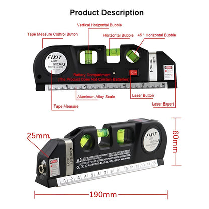 Medidor Nivel Laser Multiusos Con Cinta Métrica