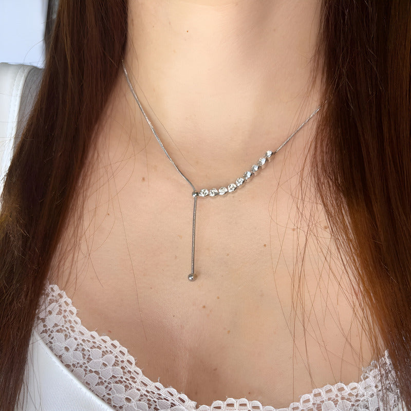 Cadena Collar De Circones Dije Para Damas Acero Inoxidable