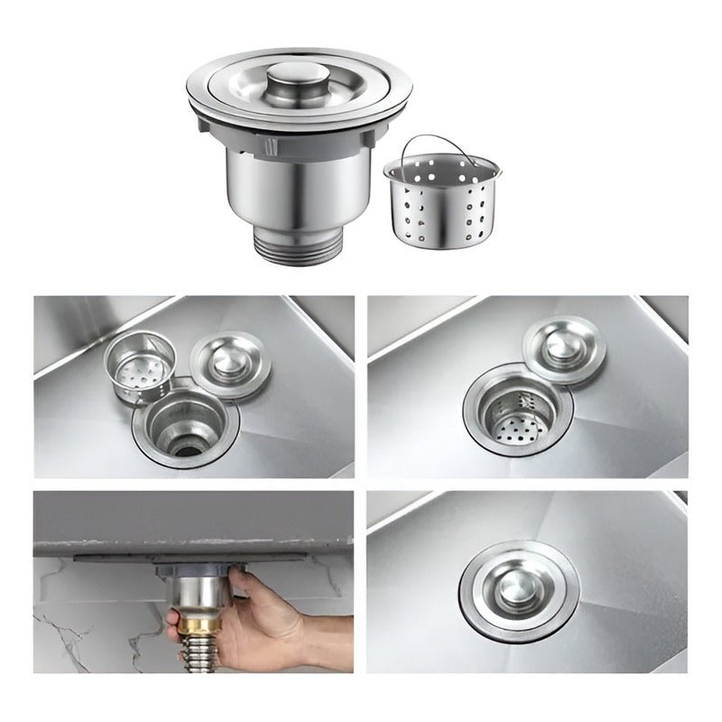Desagüe Cesta Lavaplatos Fregadero En Acero Inoxidable