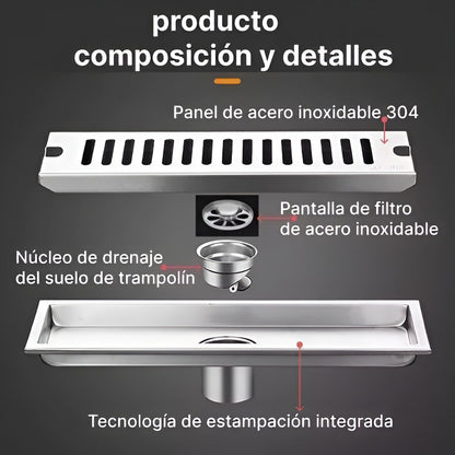 Rejilla Centro Piso Desagüe Drenaje Rectangular 20 X 10 Cm