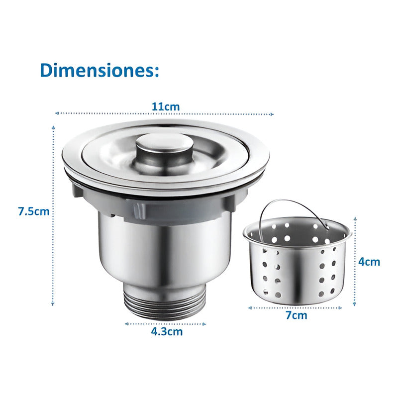 Desagüe Cesta Lavaplatos Fregadero En Acero Inoxidable