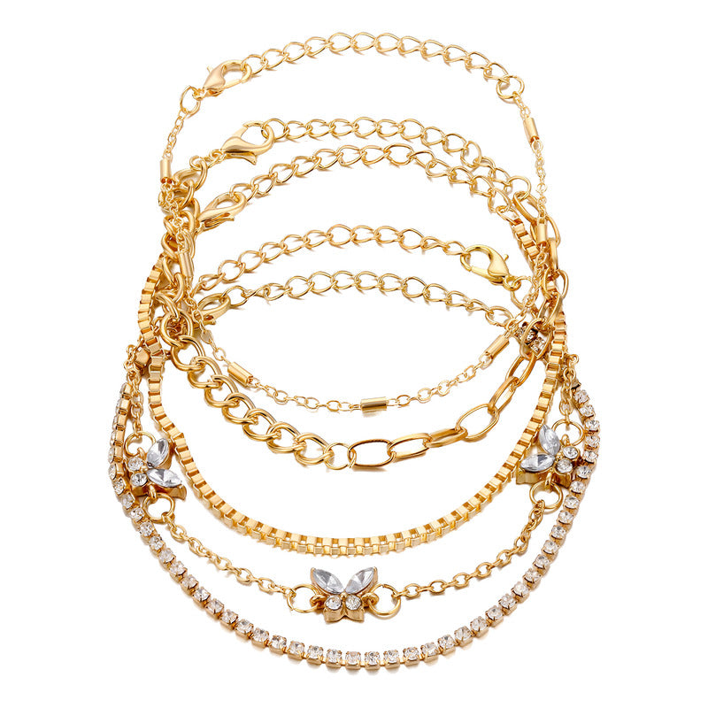 Set De Pulseras Mujer Metal Doradas