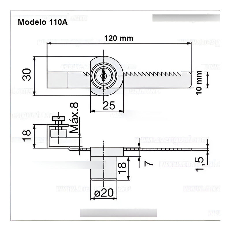 Cerradura De Seguridad Para Vitrina De Vidrio Seguro 120 Mm