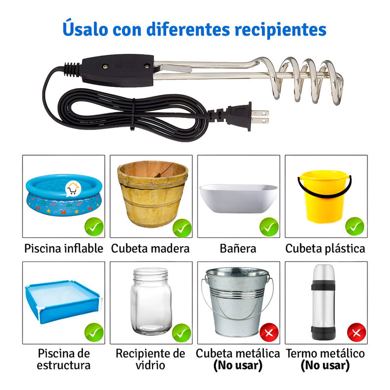Resistencia Calentador Agua Eléctrico 110v 800w 15 Litros