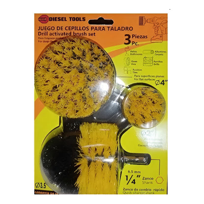 Juego De Cepillos De Limpieza Para Taladro 3 Piezas Calidad