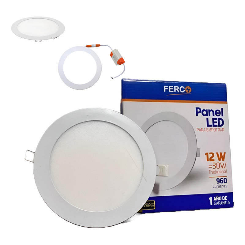 Lámpara Panel Led 12w Circular Empotrar 6.500k