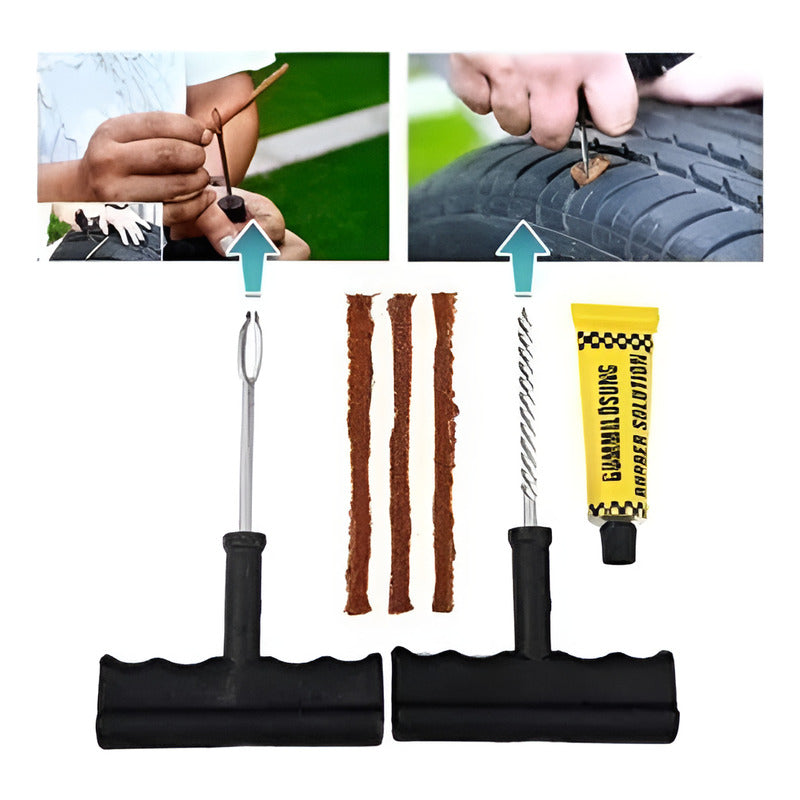 Kit Para Reparar Pinchazos De Cauchos Con Parches Gusanos
