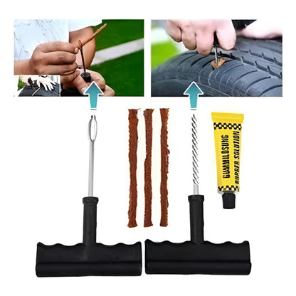 Kit Para Reparar Pinchazos De Cauchos Con Parches Gusanos