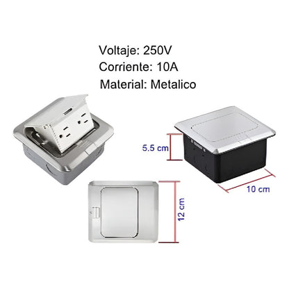 Toma Corriente Oculto Para Piso Mesas Topes Empotrable