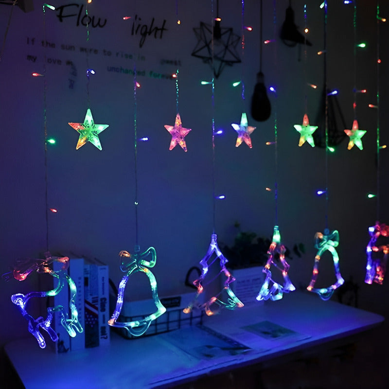 Luces Led Cinta Adorno De Navidad Tipo Cortina Cascada 4m