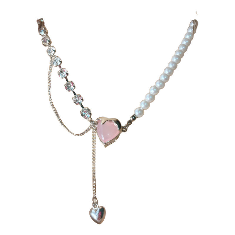 Cadena Con Dije Para Damas Detalle De Perlas Y Corazon