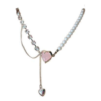 Cadena Con Dije Para Damas Detalle De Perlas Y Corazon