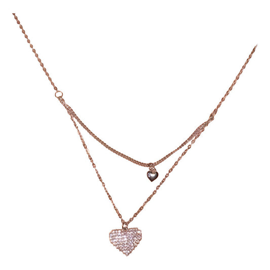 Cadena Con Dije Para Damas Doble Corazon Acero Inoxidable