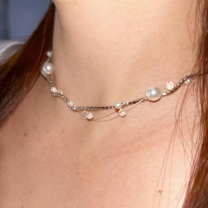 Cadena Collar Para Damas Detalles De Perlas Acero Inoxidable