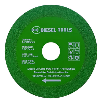 Disco Diamante Corte De Vidrio Cerámica Granito Porcelanato Diesel Tools 4 1/2"