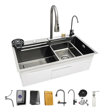 Fregadero Lavaplatos Lujo Acero Inoxidable Multifuncional 75x46 Cm