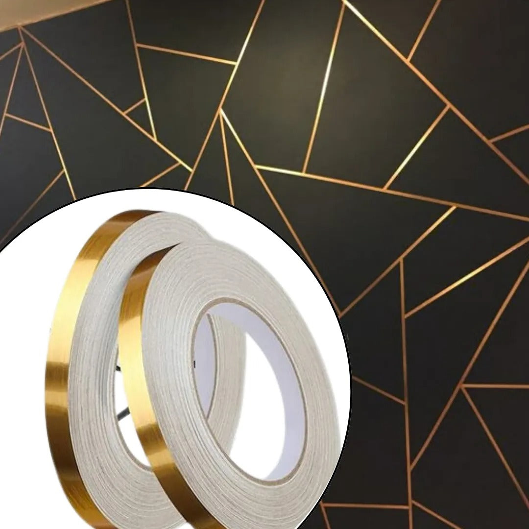 Cinta Decorativa Autoadhesiva 50mtrs Para Pared Dorada