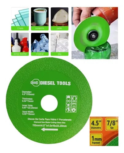 Disco Diamante Corte De Vidrio Cerámica Granito Porcelanato Diesel Tools 4 1/2"
