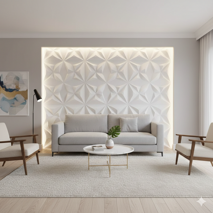 Panel Lámina Pvc Decorativo 3d Plástico Triangular 50x50