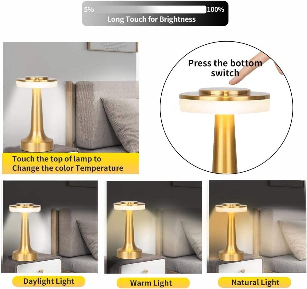 Lampara De Mesa Recargable Tactil Touch Restaurant Bar Noche