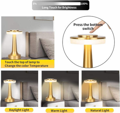 Lampara De Mesa Recargable Tactil Touch Restaurant Bar Noche