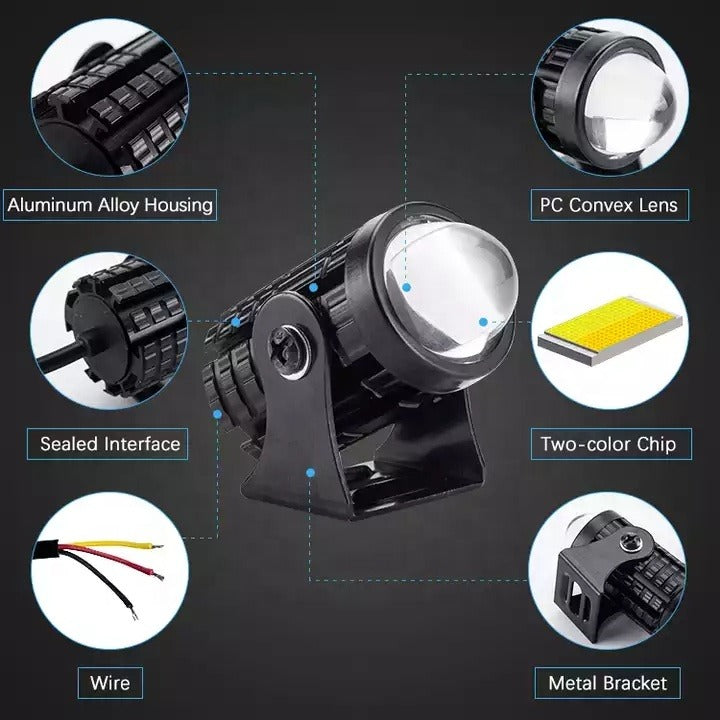 Faros Led Ojo De Angel Luz Blanca Y Amarilla Con Interruptor