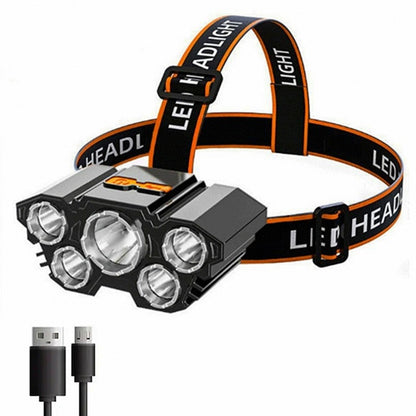 Linterna De Cabeza 5 Led Portátil Recargable Inalámbrica
