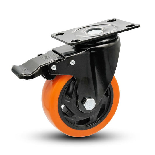 Rueda Giratoria 4" Con Freno Pvc Soporta Hasta 100 Kg