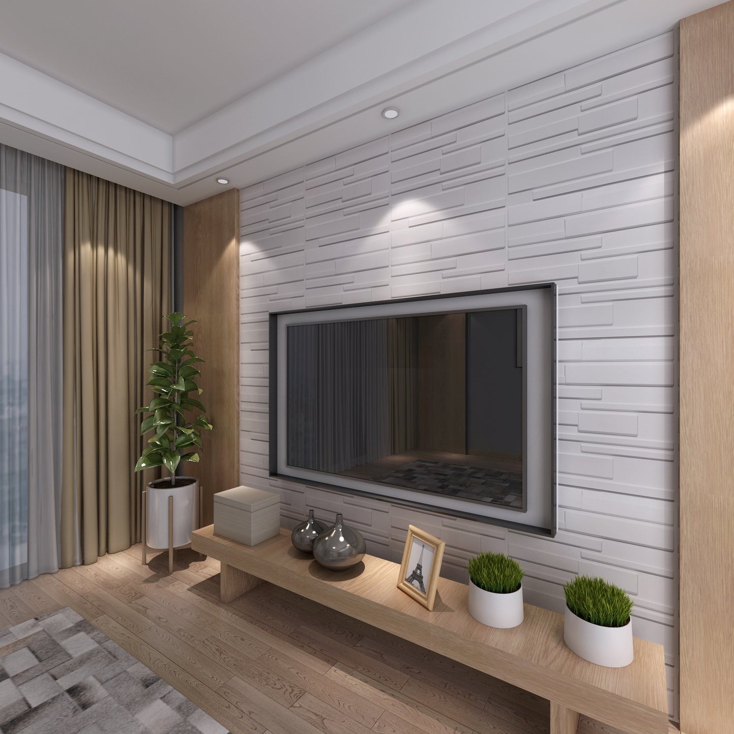 Panel Lámina Pvc Decorativo 3d Plástico Bloques 50x50