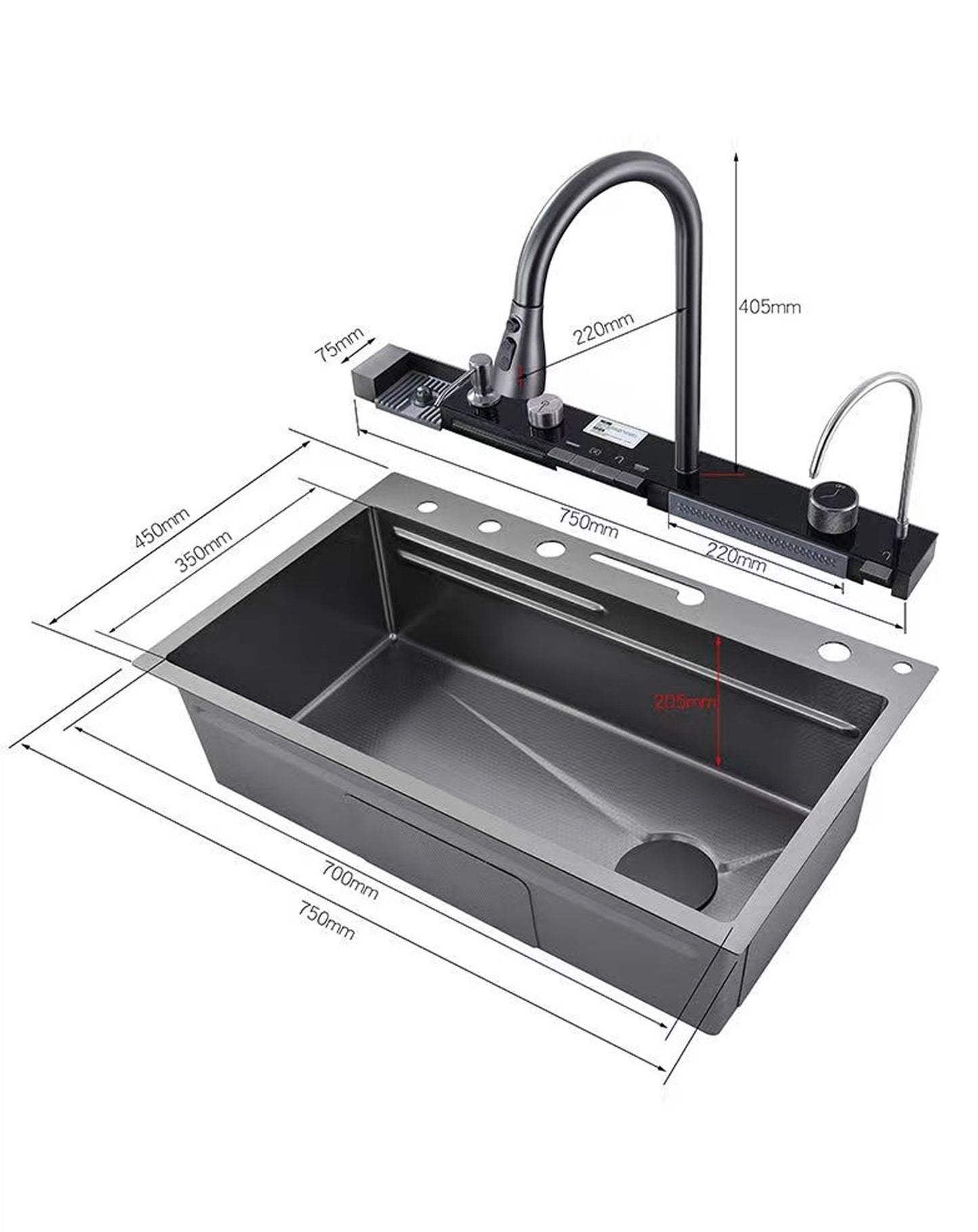 Fregadero Lavaplatos Moderno De Lujo Multifuncional 75X45cm Empotrable