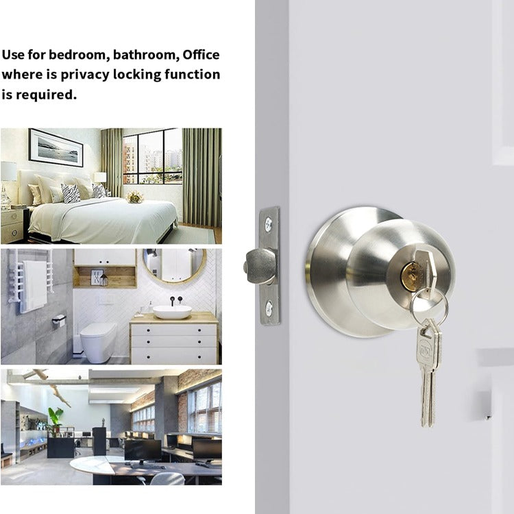 Cerradura Para Puerta Pomo Acero Inoxidable Con Llaves