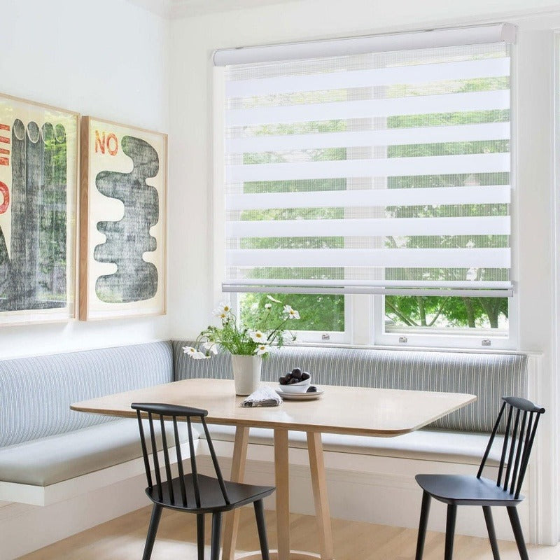 Persiana Tipo Cebra Blanca Roller 1.80 X 1.80 Cenefa 6cm