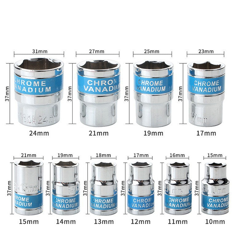 Juego De Ratchet Y Dados Set 12 Piezas 1/2 Pulgada Milimétricos