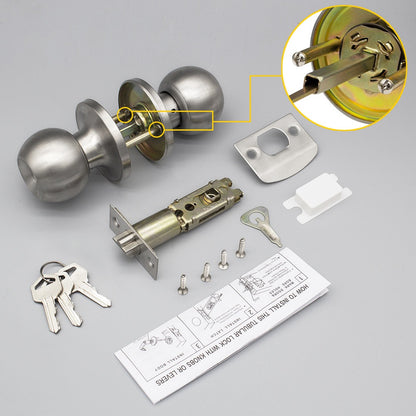 Cerradura Para Puerta Pomo Acero Inoxidable Con Llaves
