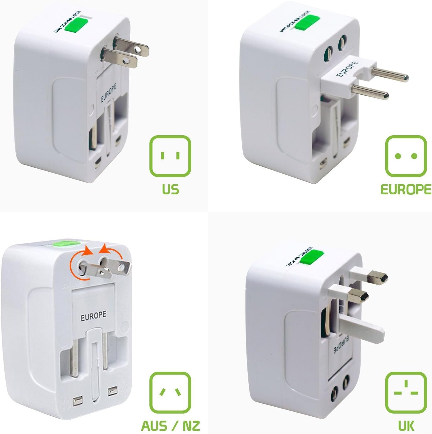 Adaptador De Corriente Internacional Para Viaje Europa India