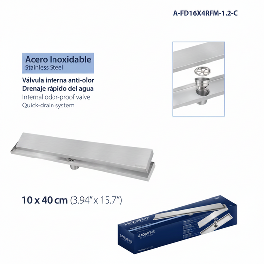 Rejilla Centro Piso Rectangular Desague Drenaje 10x40cm