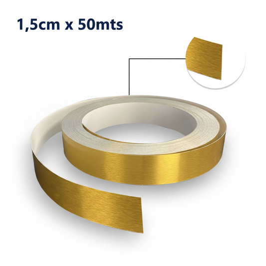 Cinta Decorativa Autoadhesiva 1,5cmx50mtrs Para Pared Dorada