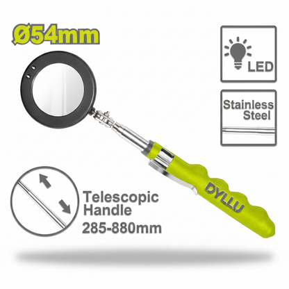 Espejo Inspección De Eje Telescópico Con Luz Led Extendible