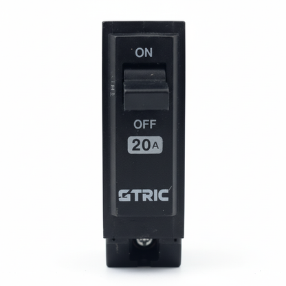 Breaker Amp THQL 20A vista frontal profesional mostrando detalles del interruptor